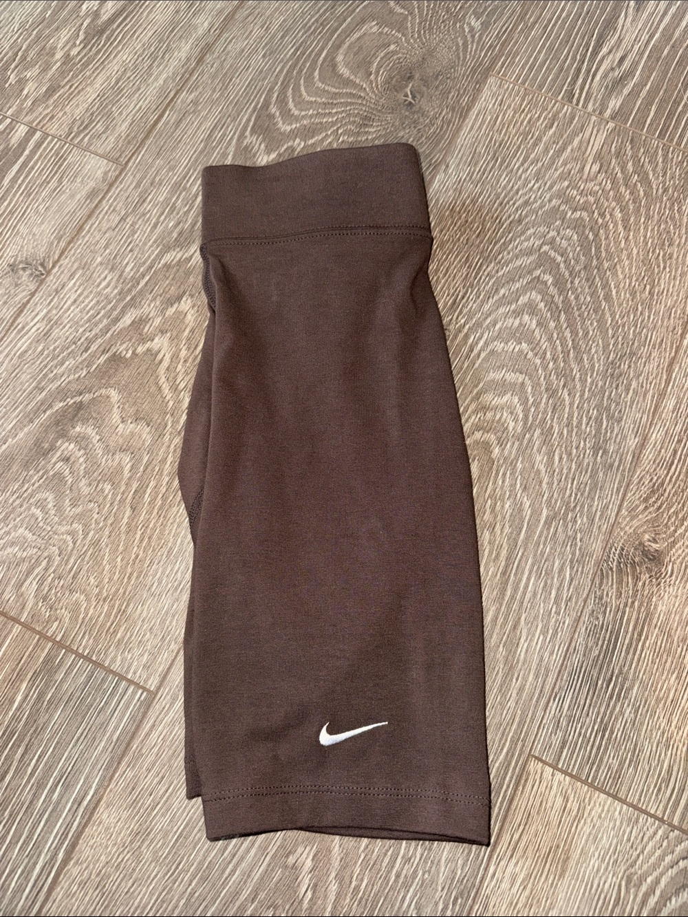 **NWOT** Nike Brown Performance Cycling Shorts with White Swoosh